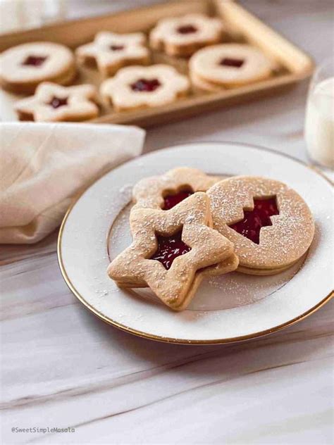 Raspberry Almond Linzer Cookies Sweet Simple Masala