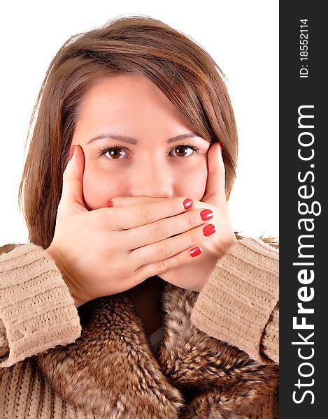 Young Woman Covering Her Mouth Free Stock Images And Photos 18552114