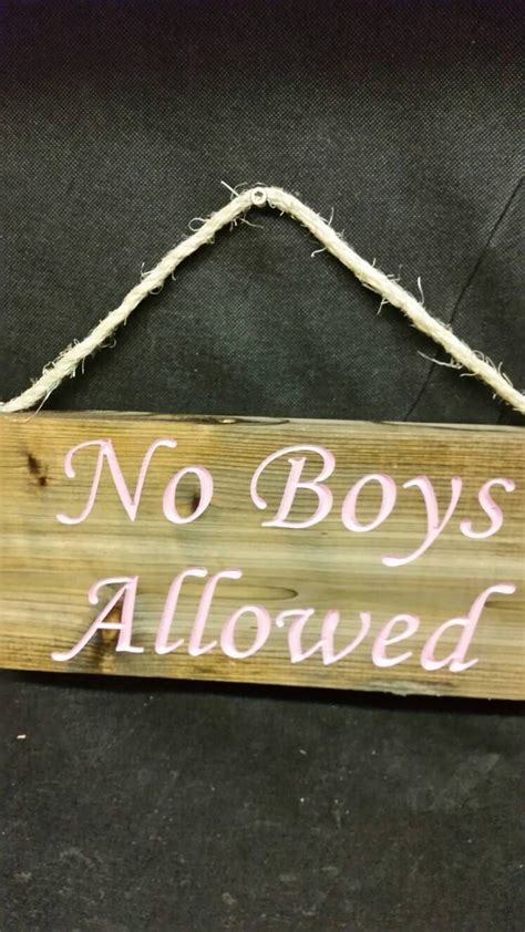 No Boys Allowed Hanging Sign Personalized Routed Cedar Wood Girls