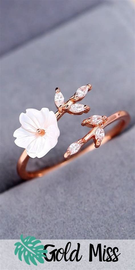 Spring Wedding Sakura Blossom Ring Opal Verlobungsring Hipster Ringe