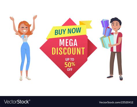 Mega Discount Buy Now Exclusive Products Banner Vector Image