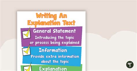 Writing An Explanation Text Poster Teach Starter