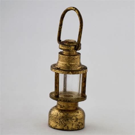 Vintage Holland Dollhouse Miniature Lantern Solid Brass Glass Shade