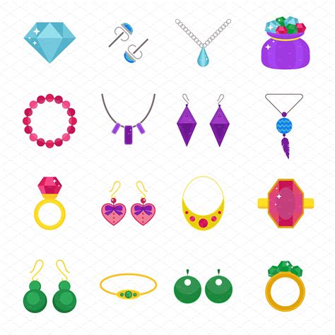 Jewelry Vector Flat Icons Custom Designed Illustrations Creative Market