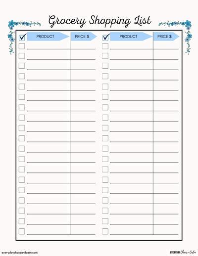 Free printable grocery lists (pdf download), 56% off