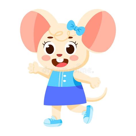 Isolated Happy Female Mouse Character Vector Stock Vector