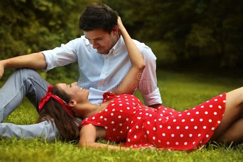 Couple Relaxing In The Park In The Summer Stock Image Image Of Nature Affection 63206265