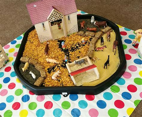 Maybe you would like to learn more about one of these? Farm sensory tray using cornflakes, weetabix, couscous ...