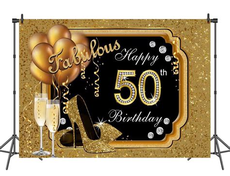 Custom 50th Birthday Party Backdrop For Photography Black And Etsy