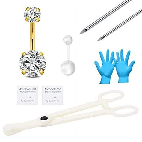 Qwalit Belly Button Piercing Kit Belly Piercing Kit Navel Piercing Kit Stainless Steel Gold