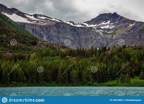 Redrock Lake Scenic Views At Many Glacier Glacier National Park Stock