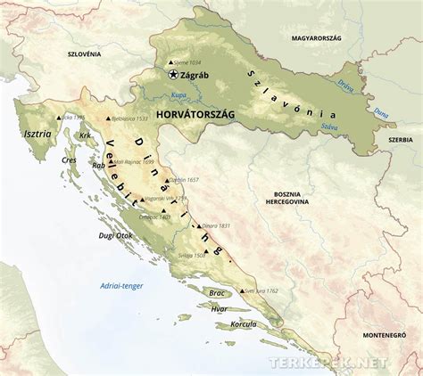 Részletes domborzati térkép horvátországról, horvátország települései, utcatérkép. Domborzati Térkép Horvátország - Európa Térkép