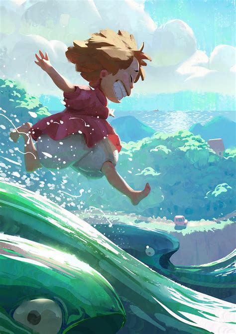 Shes Running On The Water Studio Ghibli Art Ghibli Art Ponyo