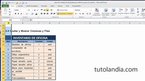 Excel 2010 Basico: 3.4 Ocultar y Mostrar Columnas y Filas - YouTube