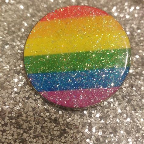 Lgbt Flag Glitter Pin Round Pin Handmade By Me And Depop