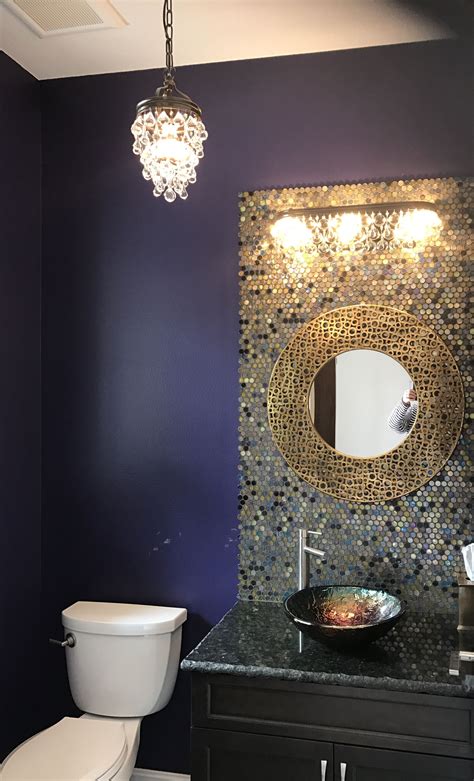 Powder Room Sw Majestic Purple Round Mirror Bathroom Powder Room