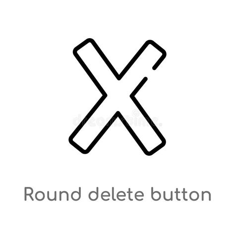 Outline Round Delete Button Vector Icon Isolated Black Simple Line