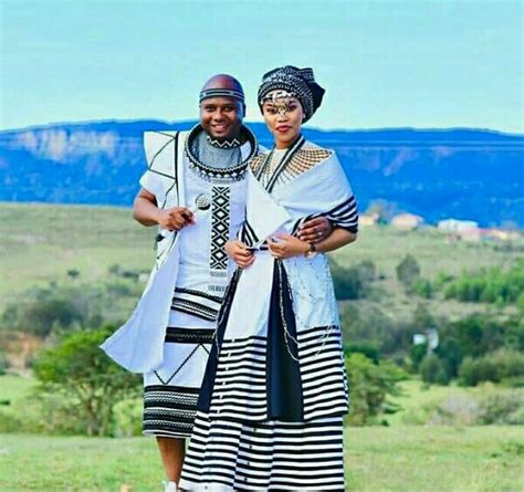 south african couple in xhosa umbhaco traditional wedding attire in 2021 african traditional