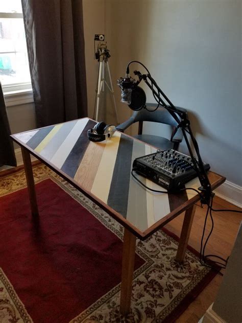 Diy Reclaimed Wood Podcast Table Rva Aim Custom Media Podcast Setup