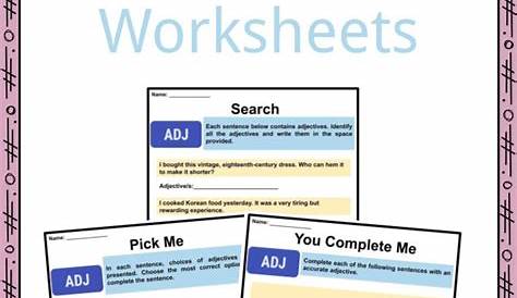 identifying adjectives worksheets