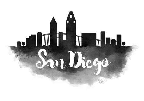 Linear vector cityscape with famous landmarks, city sights, design icons. 54 Watercolor USA City Silhouettes | City silhouette, San ...