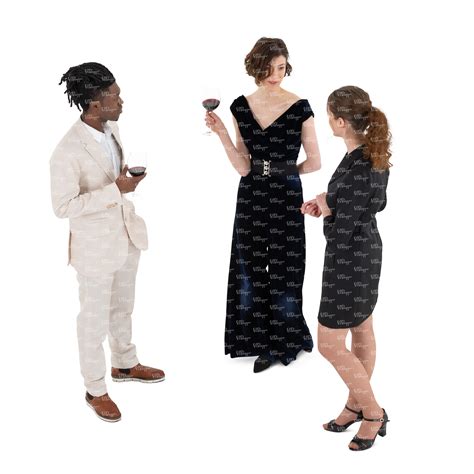Cut Out Group Of Three People At A Party Standing And Talking Vishopper