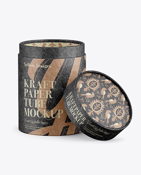 Download Opened Kraft Paper Tube Mockup in Tube Mockups on Yellow Images Object Mockups
