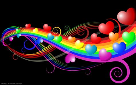 Heart Abstract Hearts Rainbow Colors Lines Hd Widescreen