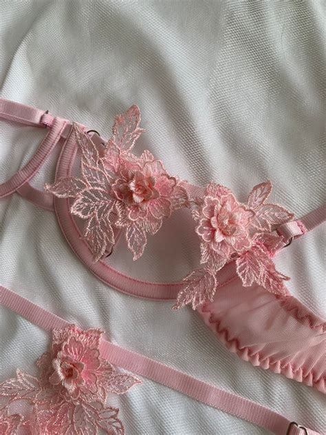 set di lingerie rosa lingerie pura lingerie rosa pura etsy