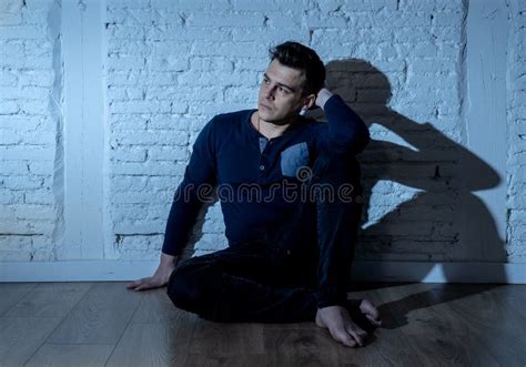 Desperate Lonely Unhappy Caucasian Man Suffering From Depression