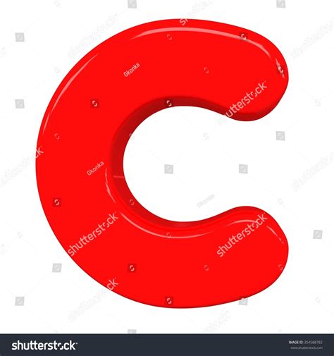 3d Cute Red Letter C With Cartoon Baby Comic And Sweet Alphabet