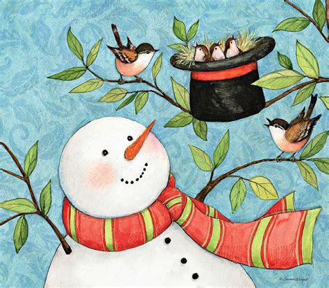 Susan Winget Sam Snowman May 2018 Christmas Card Art Christmas