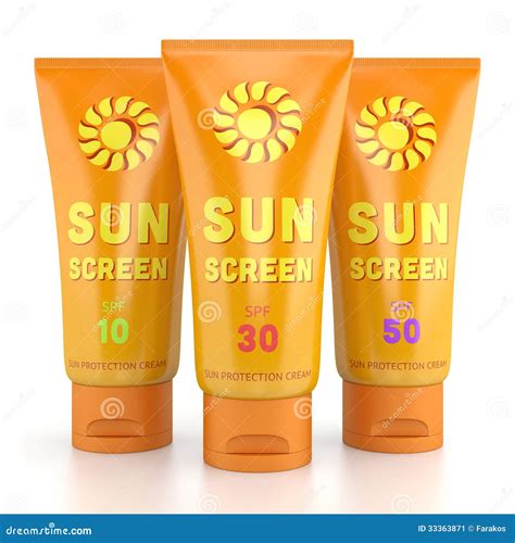 three sunscreen tubes isolated on white stock image image 33363871