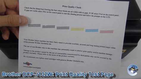 Brother Dcp J132w How To Print A Nozzle Check Test Page Youtube