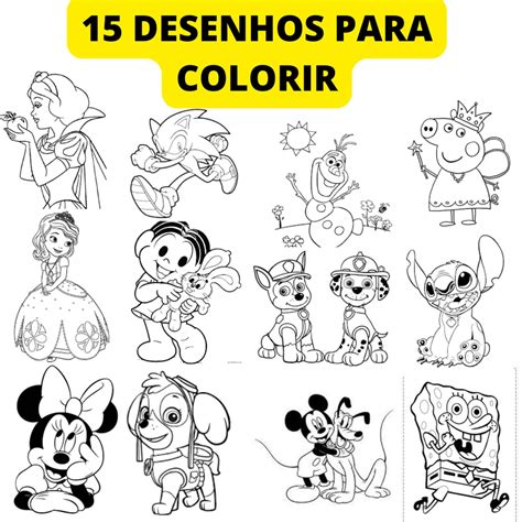 Kit 15 Desenhos Pata Colorir Em Folha Sulfite A4 Shopee Brasil