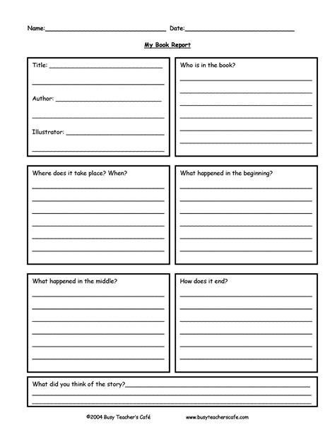 Book Report Template For 7th Graders 1 Templates