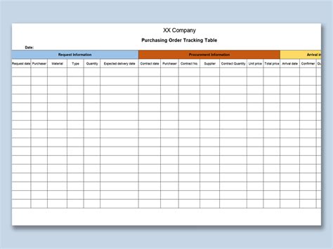 excel of purchasing order tracking table xlsx wps free templates