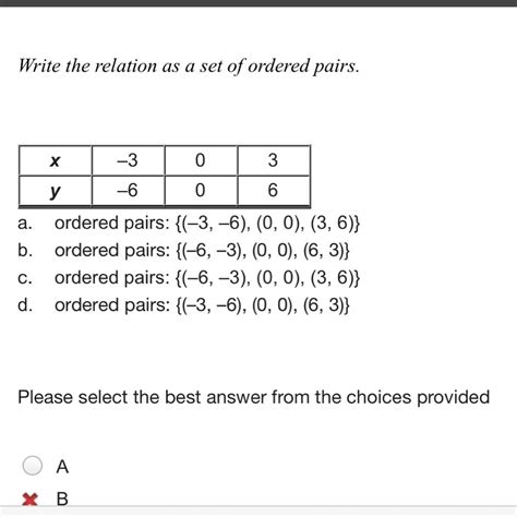 Write The Relation As A Set Of Ordered Pairs A Ordered Pairs 3