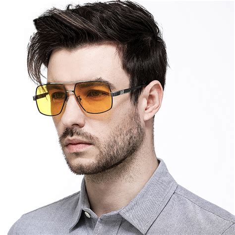 hd night driving sunglasses men polarized photochromic sun glasses yellow lens night vision