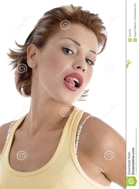 Woman Licking Her Lips Stock Photo Image Of Pose Female