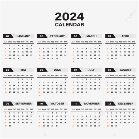 Calendar 2024 Template Vector File Calendar 2024 Calendar 2024 Png
