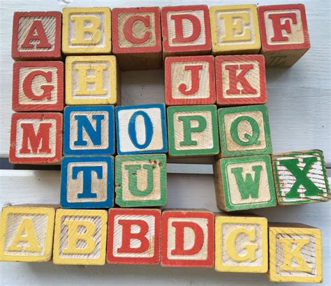 Vintage Wooden Alphabet Blocks Building Blocks Baby Blocks Etsy