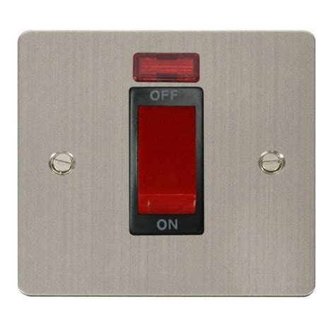 Click Define Stainless Steel Flat Plate 1 Gang 45a Double Pole Switch