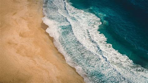 Hd Wallpaper Aerial Photo Of Beach Sea Ocean Wave Drone Sand