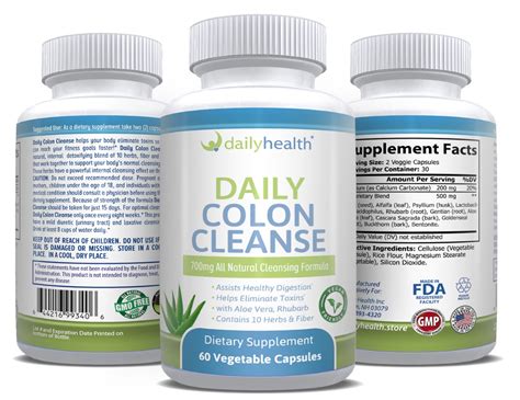Daily Colon Cleanse 700mg All Natural 10 Herbs Fiber And Calcium 60