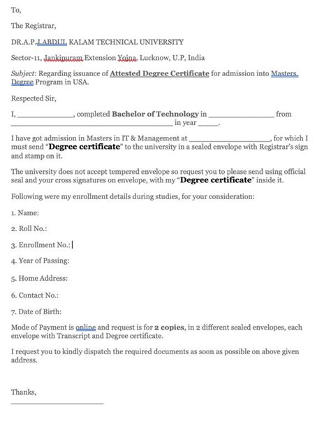 How To Write A Request Letter For Diploma Certificate