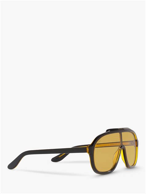 gucci gg1038s men s s pilot sunglasses black yellow at john lewis and partners