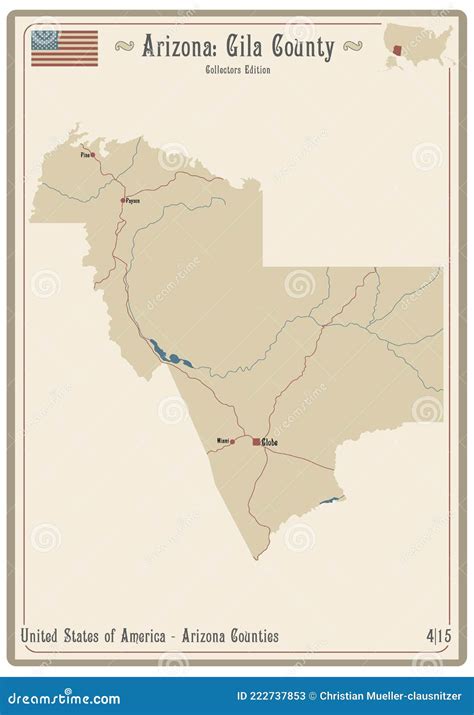 Map Of Gila County In Arizona Stock Vector Illustration Of Sign