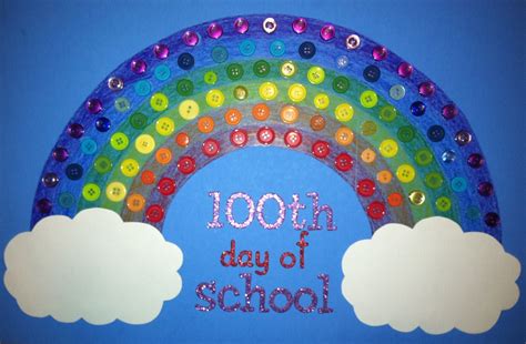 100th Day Of School Rainbow Made Of 100 Buttons 100 Days Of School