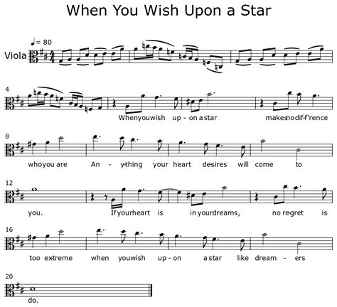 When You Wish Upon A Star Sheet Music For Viola